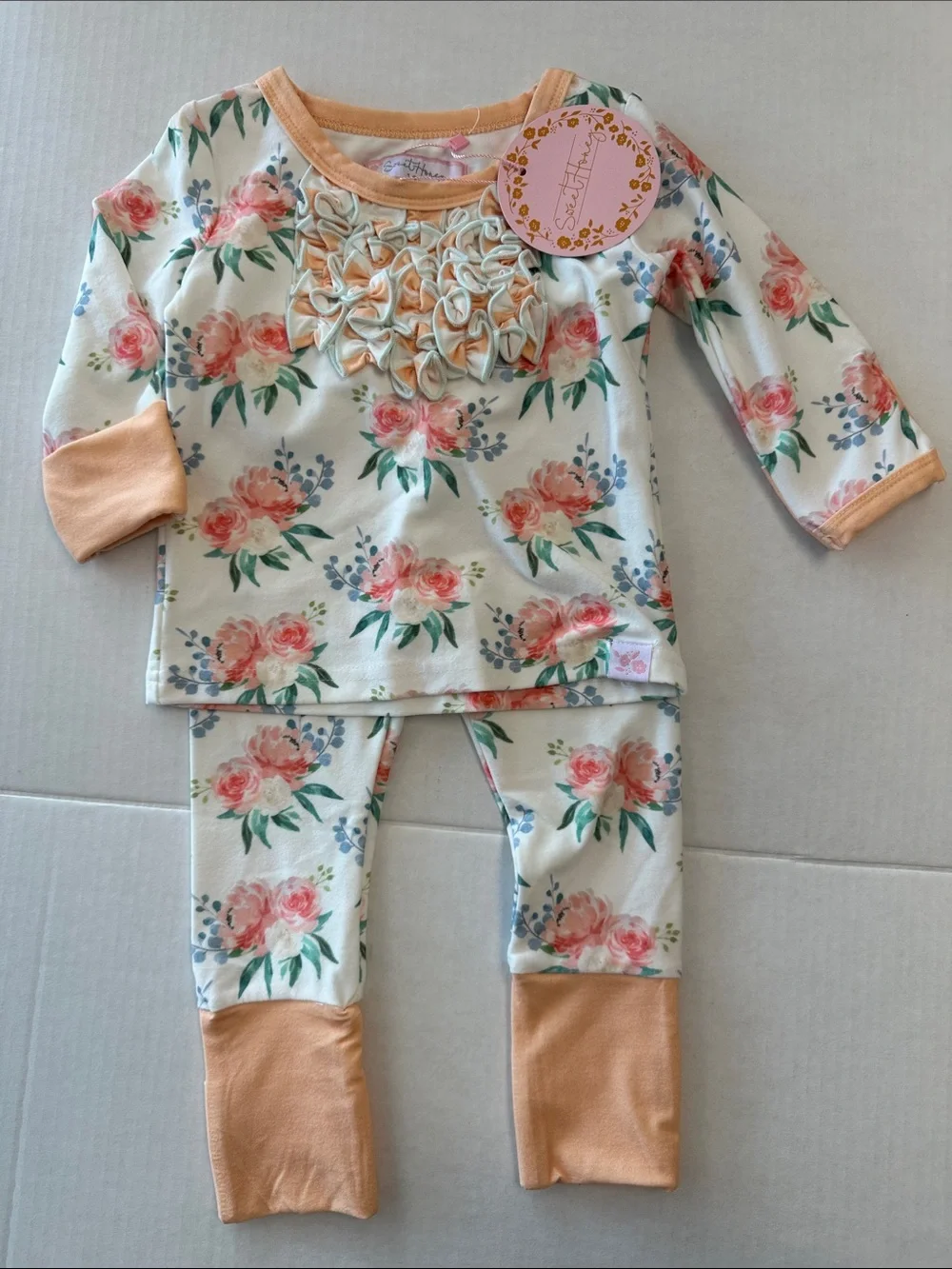 SweetHoney Ruffled Peach Pajamas NWT 12m